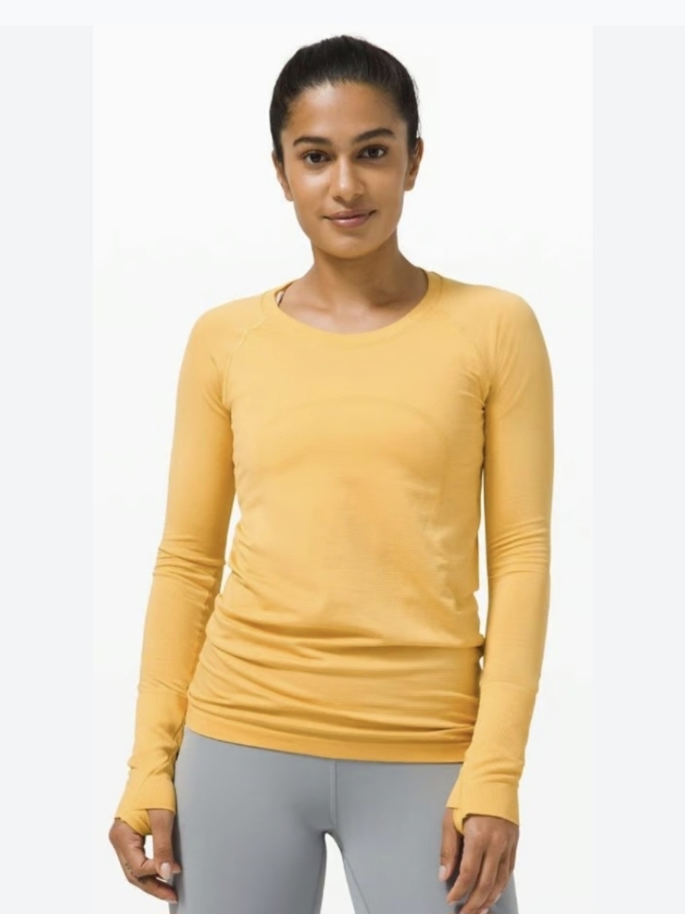 Lululemon Women’s Long Sleeve Athletic Top Yellow Size 10 Thumbholes Activewear